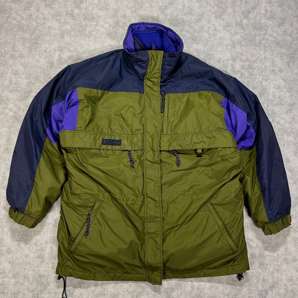 VTG Columbia Gizzmo 3 in 1 Interchange Jacket Womens L Green Navy Ski Coat 90s